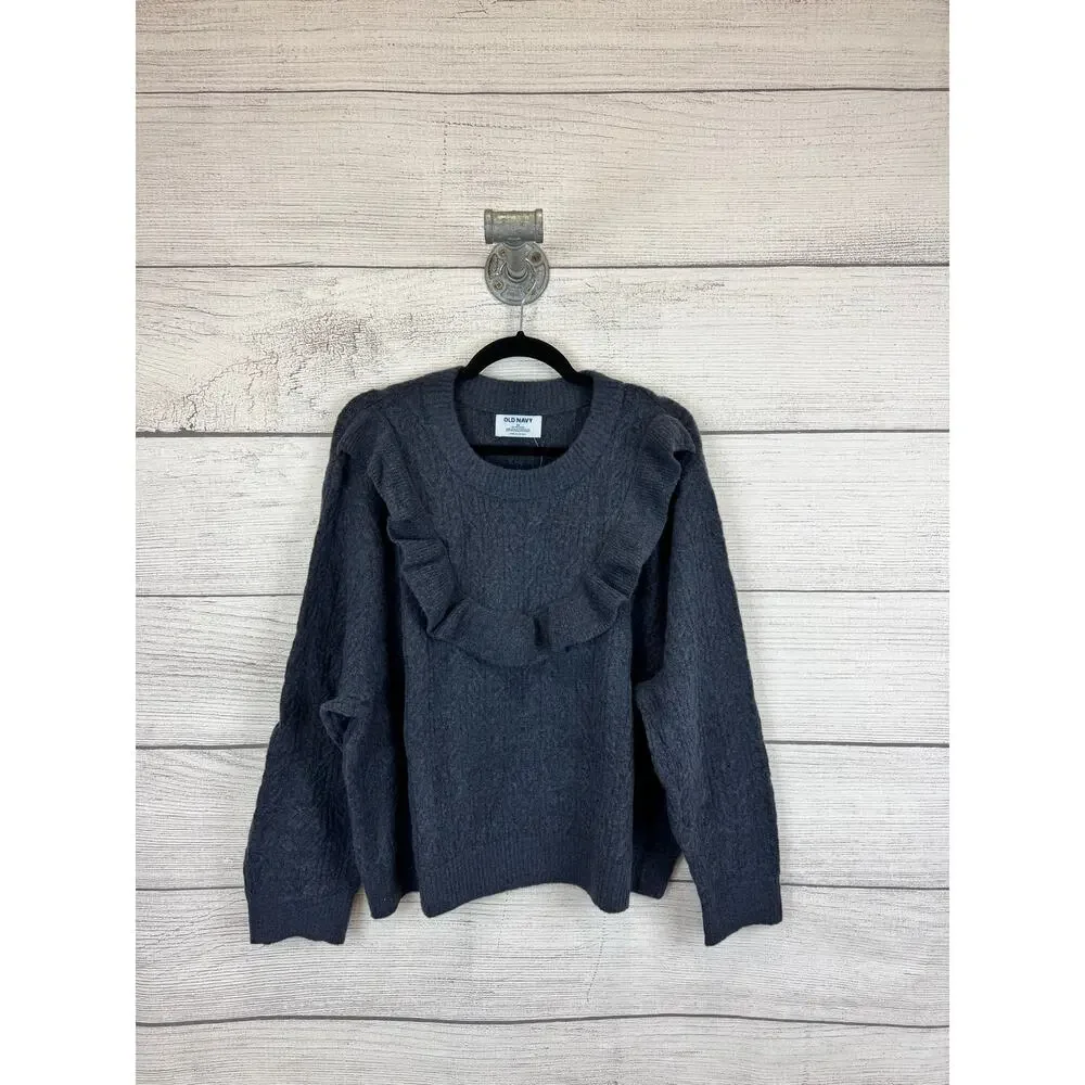 Old Navy Plus Size Blue Ruffle Knit Relaxed Sweater Size 3X